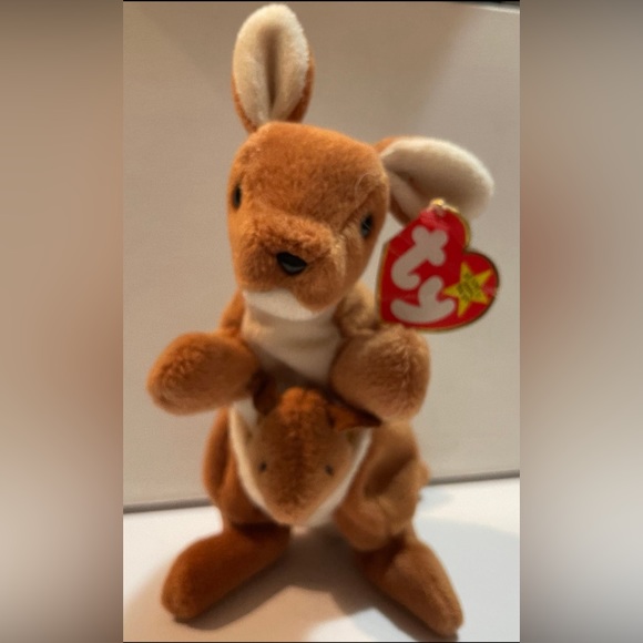 Ty Beanie Babies Pouch The Kangaroo w/ baby kanga PVC Pellets RARE Retired - Picture 2 of 10